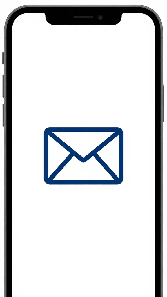 Closeup of a single inbox icon on a smartphone screen with a clean workspace