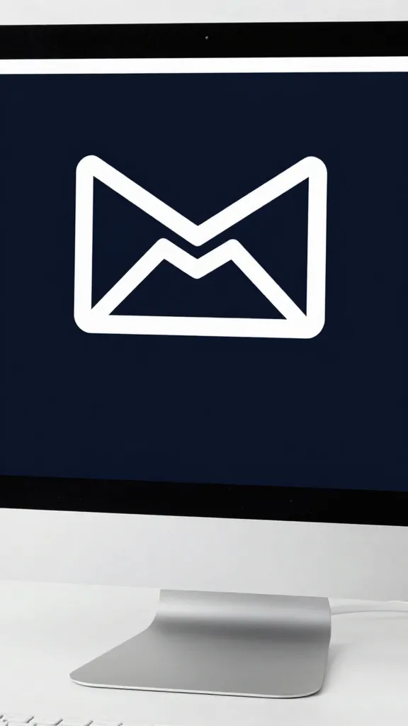 Closeup of a single dynamic email template on a computer monitor, minimal desk setup
