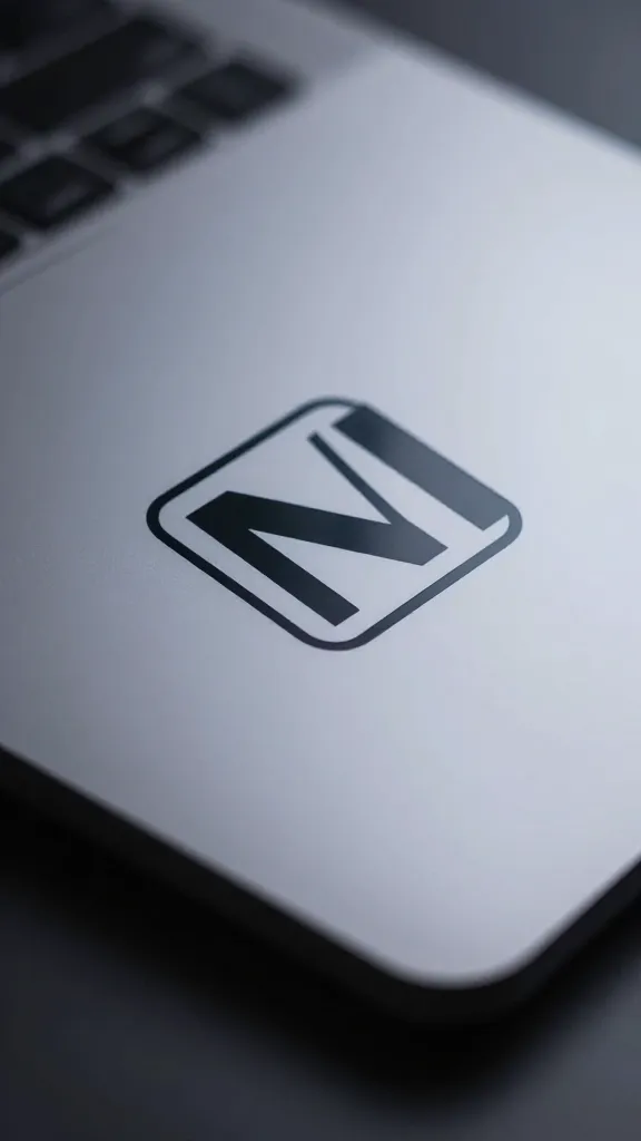 closeup of Notion AI logo on a sleek notebook, subtle AI glow