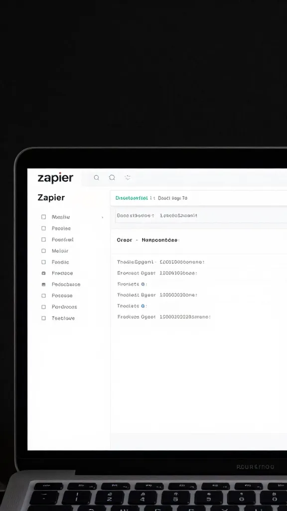single laptop screen showing Zapier workflow outline, focused