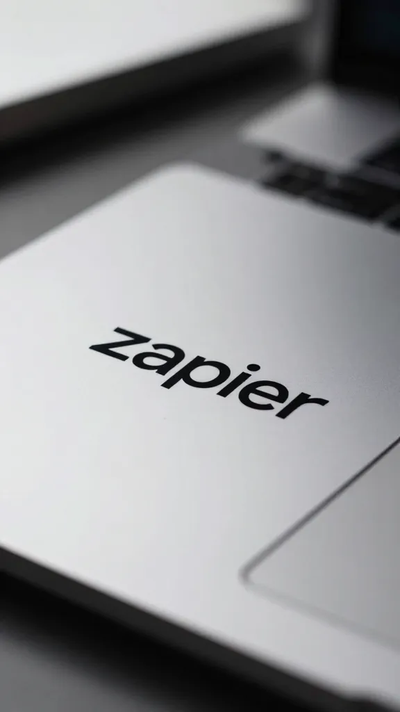 closeup of a single Zapier logo on a sleek desk setup