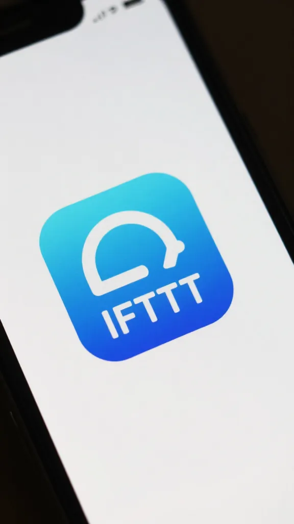 closeup of one IFTTT app icon on a smartphone screen, natural light