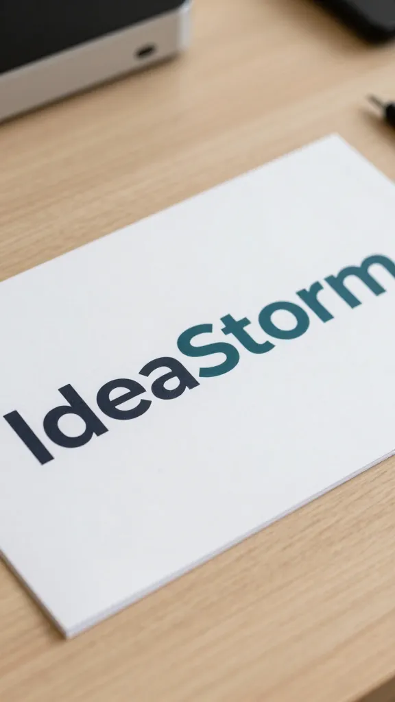 closeup of IdeaStorm branding concept prop on desk