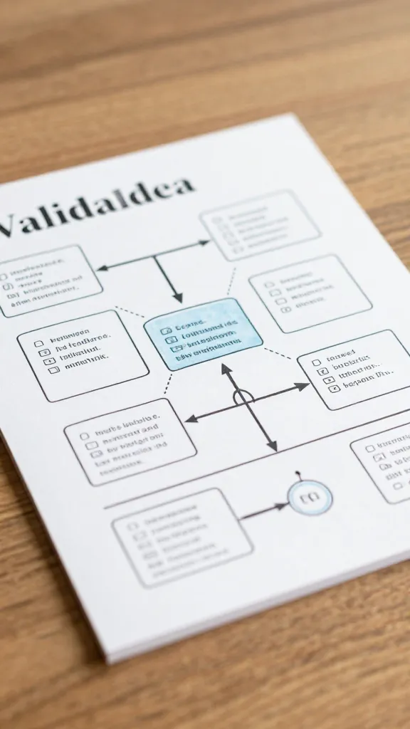 closeup of ValidaIdea workflow storyboard card on wood table