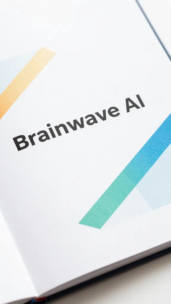 closeup of Brainwave AI brief document with colorful angles on notebook