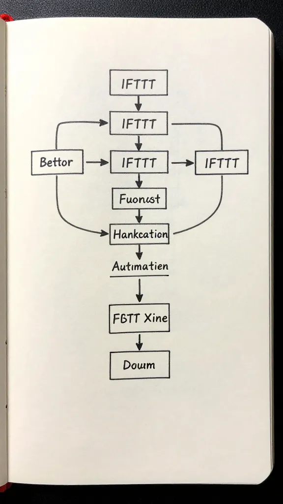 closeup of a single notebook page with a printed flowchart for IFTTT task automation
