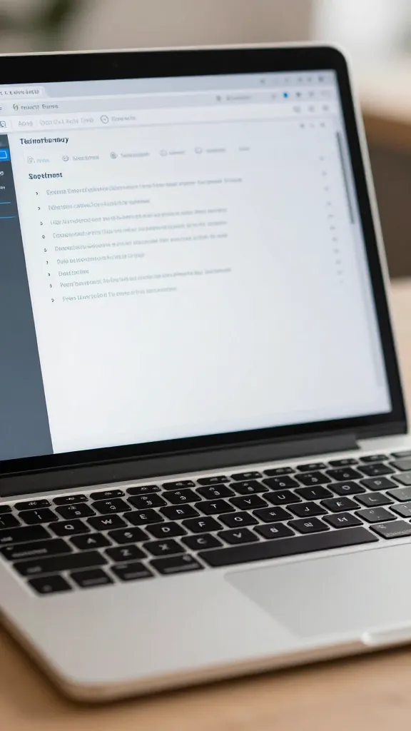 closeup of a laptop screen showing AI workflow dashboard on desk