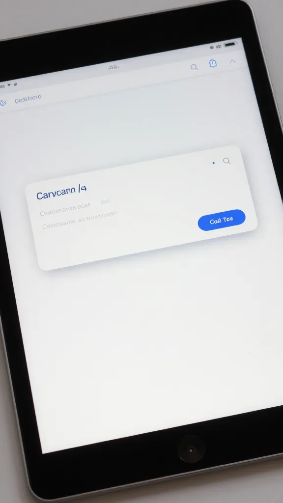 closeup of a single tablet showing a landing page with a chatbot box and a single call-to-action button