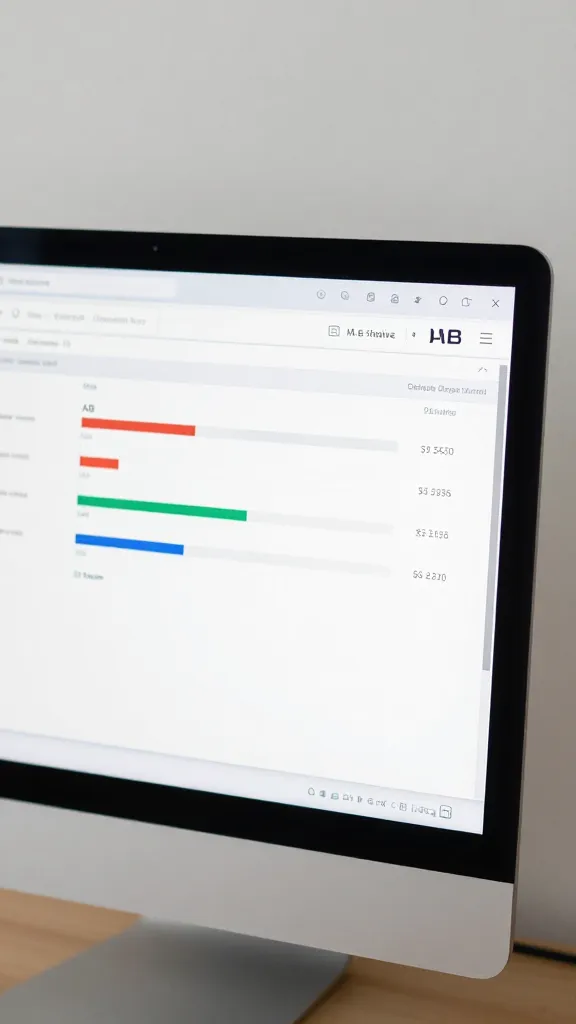 closeup of a single IA-marketing dashboard screen showing aAB test results on a clean desk
