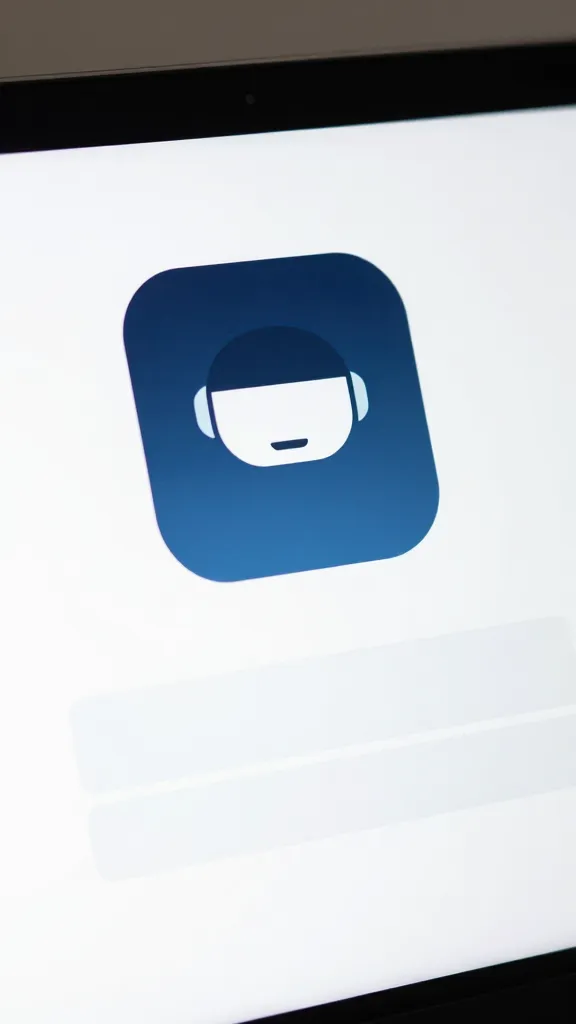 closeup of a sleek AI chatbot icon on a laptop screen, focused on user message