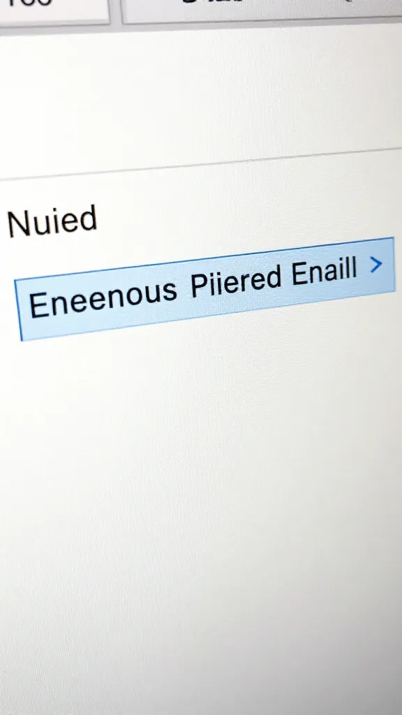 closeup of a single inbox with a highlighted unread email line on screen