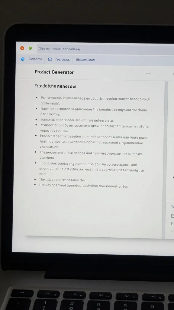 closeup of a single product-description generator interface on a laptop screen