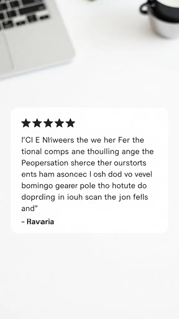closeup of a product review snippet on a clean desk