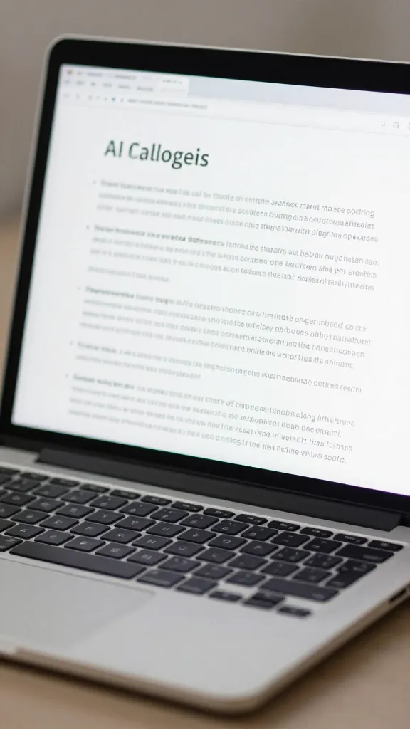 closeup of an open laptop showing AI-generated blog draft on screen