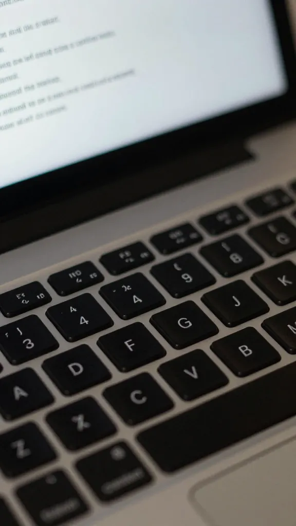 closeup of a laptop keyboard with IA-generated content on screen