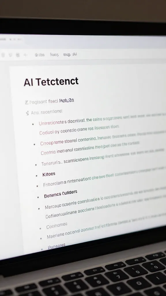 closeup of a single AI-generated content brief on a laptop screen