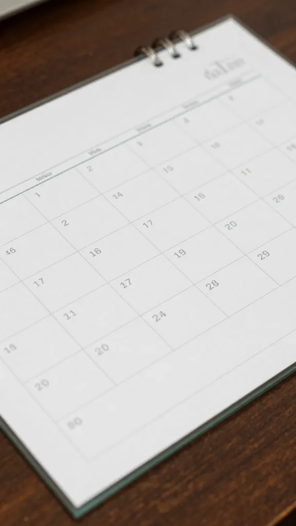 closeup of a single themed content calendar on a glass desk pad