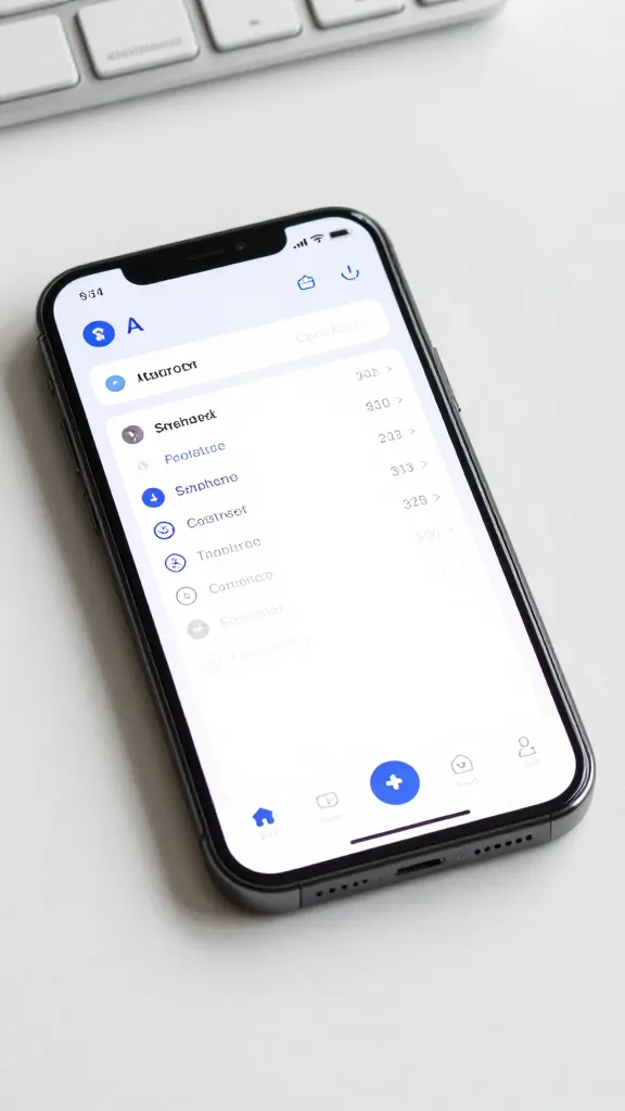 closeup of a single smartphone showing an AI dashboard on a clean desk