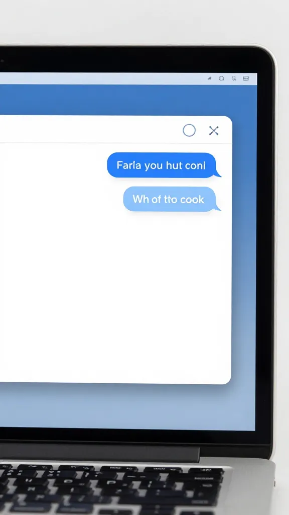 closeup of a sales chatbot on a laptop screen with a friendly chat window