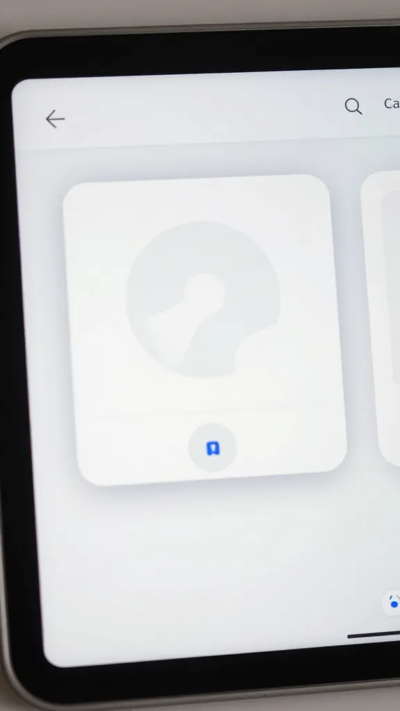 closeup of a product recommendation chatbot on a tablet showing a single product card